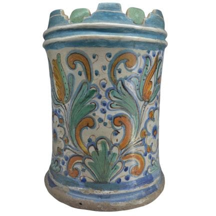 Grand vase d'extérieur en majolique polychrome de 