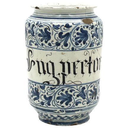 Vase en majolique ancienne décoré de motifs orneme