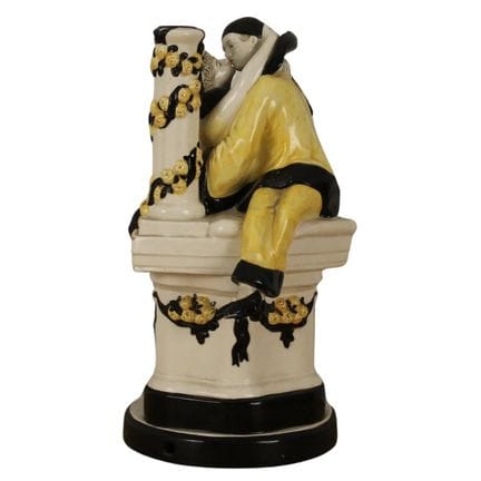 Pierrot and Colombina. Polychrome ceramic lamp. 20