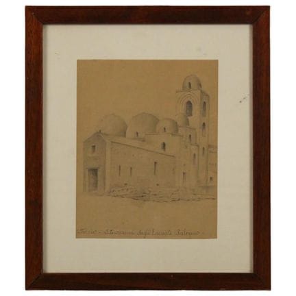 St. John of the Hermits. Drawing on paper, framed.