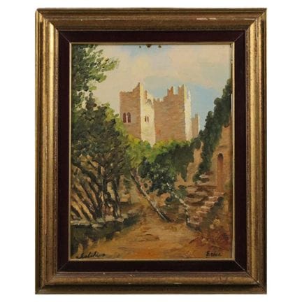 « Vue du château d'Erice ». Peinture à l'huile sur