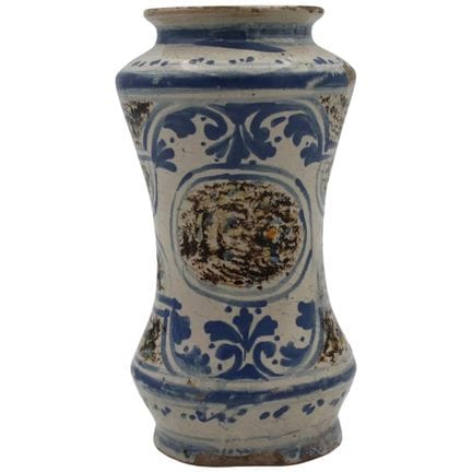 Albarello : majolique ancienne à décor géométrique