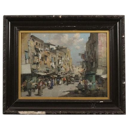 "Neapolitan Market Scene" Oil painting on canvas i