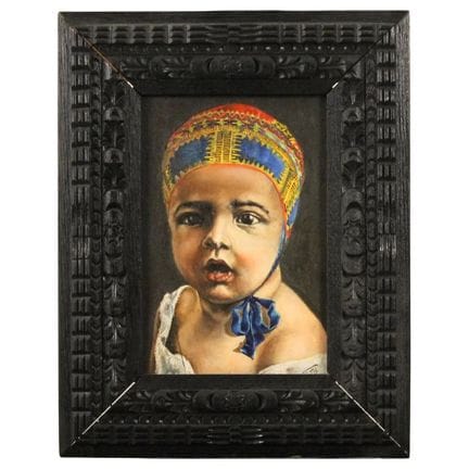 Portrait of a Child. Oil on panel. Signed "Fantini
