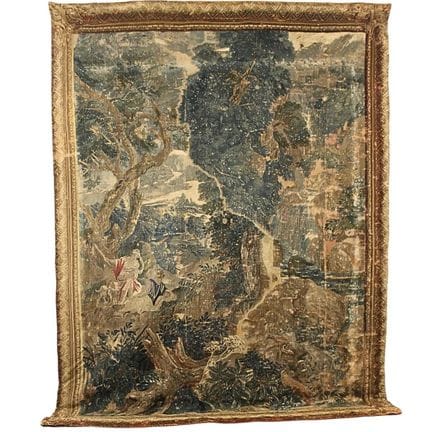 « Scène bucolique ». Grande tapisserie en laine et