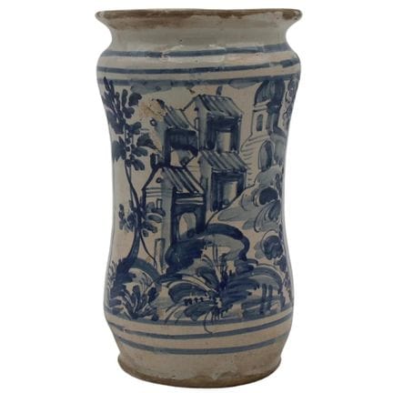 Albarello : majolique ancienne ornée d'un décor fr