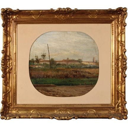 Leopoldo Burlando (1841/1915) « Paysage avec ferme