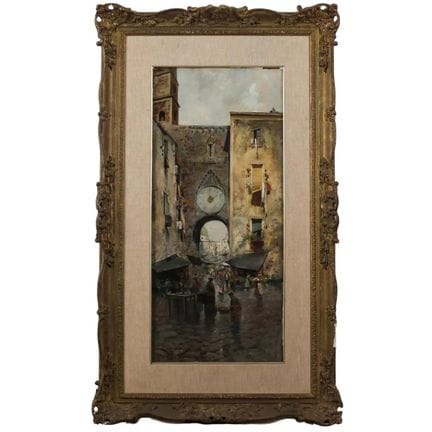 Oscar Ricciardi (1864–1935) “Market Scene.” Oil on