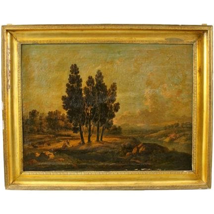 "Large Landscape with Figures and Herds" Oil paint