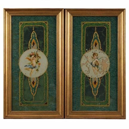 French School late 19th century "Putti" Pair of oi