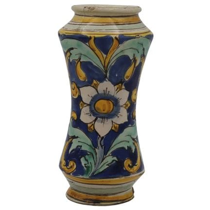 Albarello en majolique ancienne, orné d'un décor e