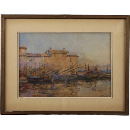 Pietro De Francisco (1873–1969) “Harbor with Fishi