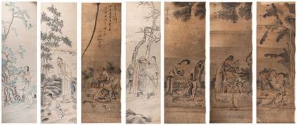 Ensemble de quatre rouleaux de peinture chinois, f
