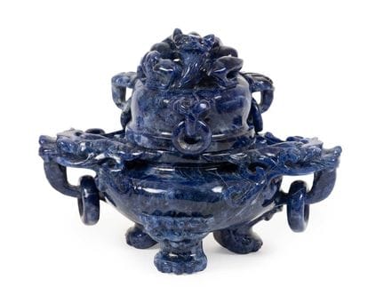 Encensoir chinois en lapis-lazuli avec couvercle, 
