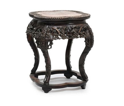 Support pour plantes chinois en bois dur sculpté e