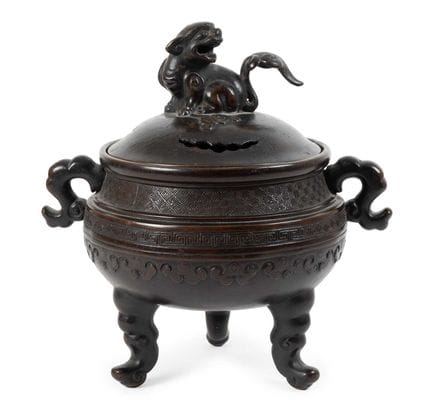 Encensoir chinois en bronze avec couvercle, XIXe s