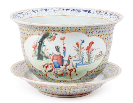 Jardinière et socle en porcelaine chinoise, de sty