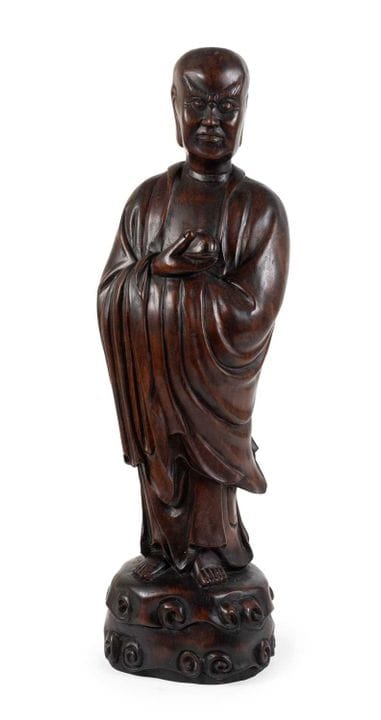 Statue chinoise en bois dur représentant Bodhidhar