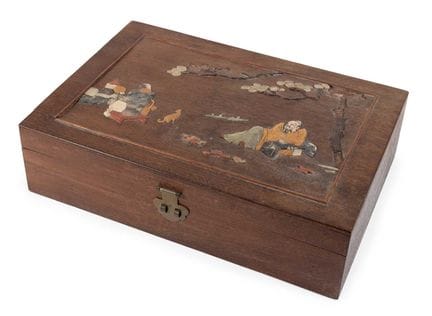 Boîte à documents de lettré chinoise en bois de po