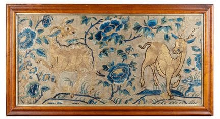 Panneau brodé chinois, XIXe siècle, réalisé en fil