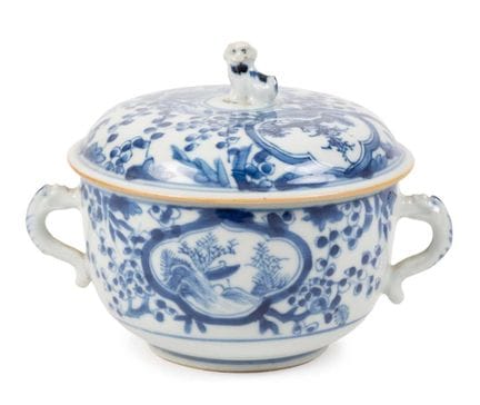 Bol en porcelaine chinoise avec couvercle, époque 