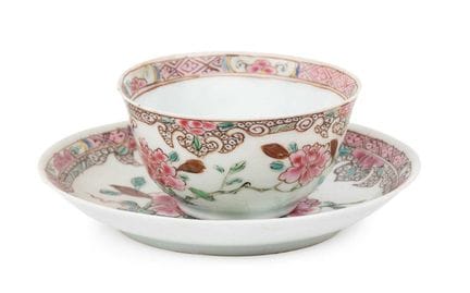 Bol à thé et soucoupe en porcelaine chinoise, époq