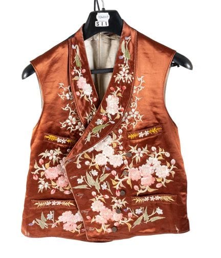 Gilet chinois en soie doublé, dynastie Qing, XIXe 