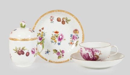 A Meissen Porcelain Chocolate Cup, Cover and Stand