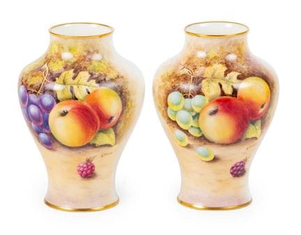 A Pair of Royal Worcester Porcelain Vases, by Robe