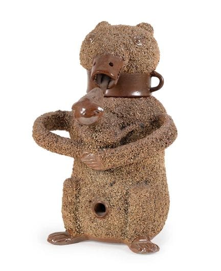 A Nottingham Brown Salt-Glazed Stoneware Bear Jug 