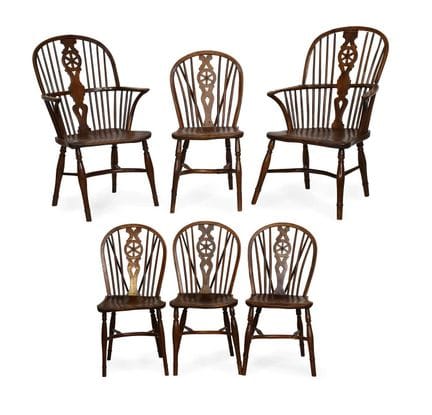 A Matched Set of Six (4+2) 19th Century Yew and El