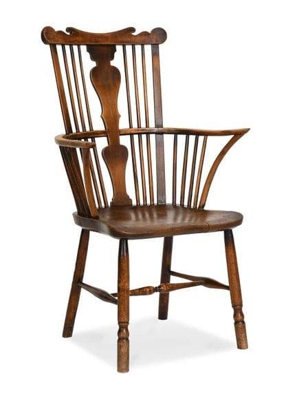 A George III Fruitwood and Elm Comb-Back Windsor A