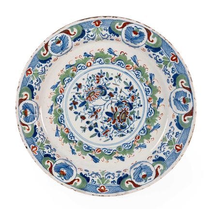 A Bristol Delft Dish, circa 1740, painted in colou