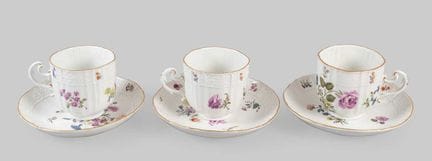 A Set of Three Meissen Porcelain Coffee Cups and S