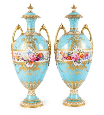 A Pair of Royal Crown Derby Porcelain Vases and Co