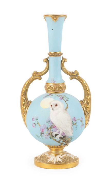 A Royal Worcester Porcelain Bottle Vase, 1902, wit