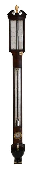 A Good Mahogany Bow Front Stick Barometer with an 