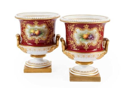 A Pair of Royal Worcester Porcelain Vases, by Fred