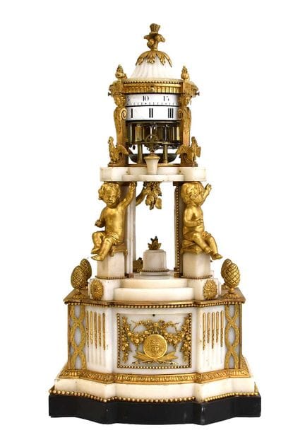 A French Louis XVI Temple D'Amour "Pendule a Cercl