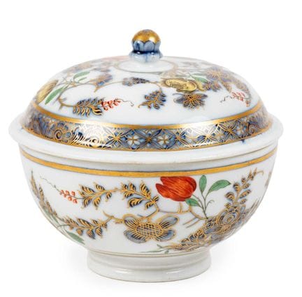 A Meissen Porcelain Hausmaler Sugar Box and Cover,