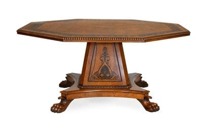 A Brown Oak and Ebonised Centre Table, in the mann