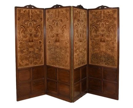 A Victorian Carved Mahogany Four-Leaf Dressing Scr