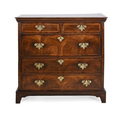 A George I Oak and Laburnum-Veneered Straight-Fron