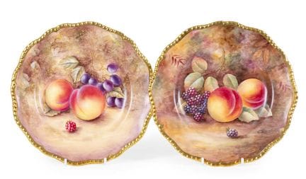 A Pair of Royal Worcester Porcelain Plates, by Ste