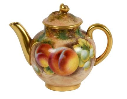 A Royal Worcester Porcelain Miniature Teapot and C