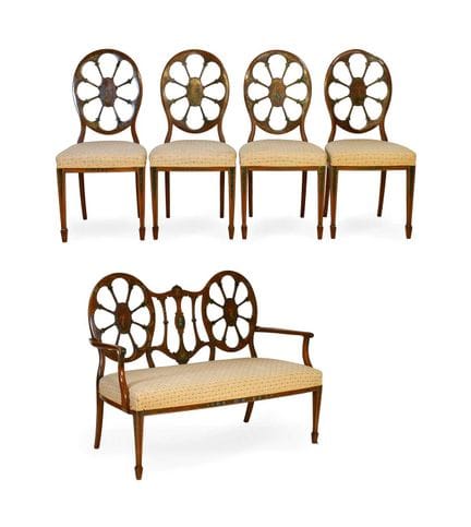 A Late 19th Century Satinwood and Polychrome-Decor