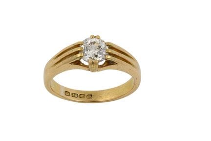 Anello solitario in oro 18 carati con diamante a t