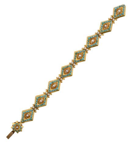 Bracciale vittoriano con turchesi e perle spaccate