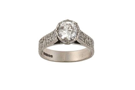 Anello solitario in oro bianco 18 carati con diama
