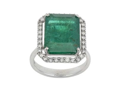 Anello a grappolo in oro bianco 18 carati con smer